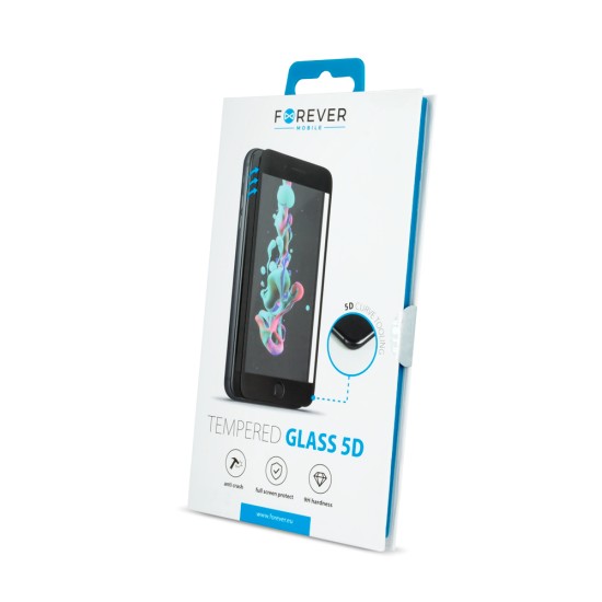 Forever 5D Full Glue 9H Tempered Glass priekš Huawei P30 Lite - Melns - Ekrāna Aizsargstikls / Bruņota Stikla Aizsargplēve