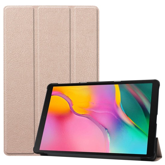 Tri-fold Stand PU Smart Auto Wake/Sleep Leather Case priekš Samsung Galaxy Tab A 10.1 (2019) T510 / T515 - Zelts - sāniski atverams maciņš ar stendu