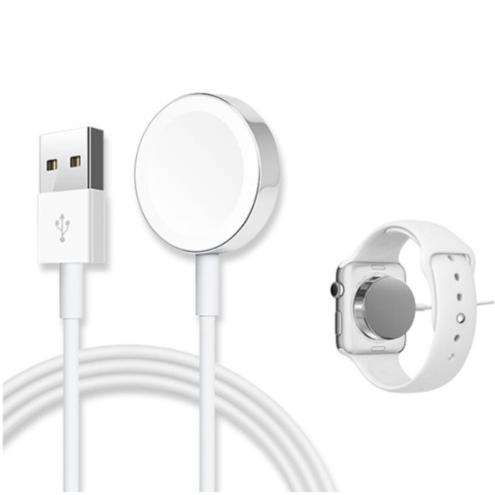 A2 USB Magnetic Qi Wireless FOD Charger priekš Apple Watch - Balts - Universāls induktīvs bezvadu USB lādētājs paliktnis