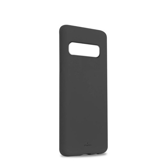 Puro Icon Microfiber Back Cover SGS10ICONGREY priekš Samsung Galaxy S10 G973 - Tumši Pelēks - silikona aizmugures apvalks (bampers, vāciņš, slim TPU case cover, bumper)