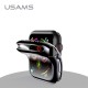 Usams Plated TPU Protector Cover priekš Apple Watch Series 4 / 5 / 6 / SE (44mm) / 7 (45mm) - Melns - silikona pulksteņu apvalks
