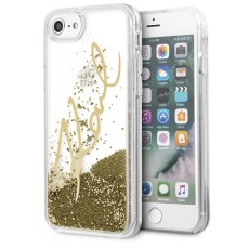 Karl Lagerfeld Signature Liquid Glitter Sequins series KLHCI8SGGO priekš Apple iPhone 7 / 8 / SE2 (2020) / SE3 (2022) - Zelts - plastikāta aizmugures apvalks / bampers-vāciņš