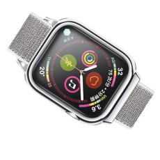 Usams Nylon Sport Mode Wrist Band with PC Case priekš Apple Watch Series 4 / 5 / 6 / SE (40mm) - Sudrabains - neilona siksniņas (jostas) ar plastikātu apvalku pulksteņiem