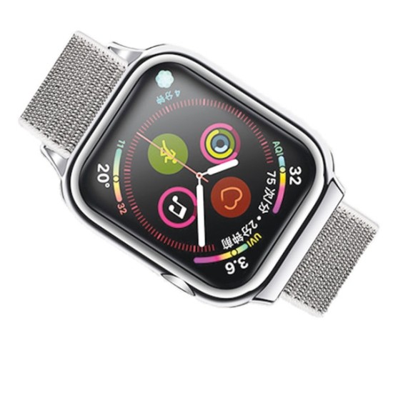 Usams US-ZB074 Nylon Sport Mode Wrist Band with PC Case для Apple Watch Series 4 / 5 / 6 / SE (44mm) - Серебристый - нейлоновый ремешок для часов с пластиковой накладкой