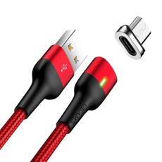 Usams 1M U28 LED Magnet 3A USB to Micro USB cable - Sarkans - microUSB magnētisks lādēšanas un datu kabelis / vads