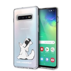 Karl Lagerfeld Choupette Fun series KLHCS10CFNRC priekš Samsung Galaxy S10 G973 - Caurspīdīgs - silikona aizmugures apvalks (bampers, vāciņš, slim TPU case cover, bumper)