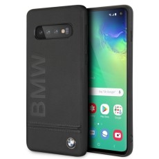 BMW Leather Hardcase BMHCS10LLSB priekš Samsung Galaxy S10 S973 - Melns - ādas apvalks (bampers, vāciņš, leather case cover, bumper)