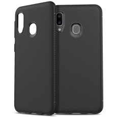 Twill Texture Silicone Mobile Phone Cover Shell priekš Samsung Galaxy A20e A202 - Melns - triecienizturīgs silikona aizmugures apvalks (bampers, vāciņš, slim TPU silicone case shell cover, bumper)