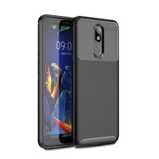 Beetle Series Carbon Fiber TPU Protection Phone Cover priekš LG K40 X420 - Melns - triecienizturīgs silikona aizmugures apvalks (bampers, vāciņš, slim TPU silicone case shell cover, bumper)