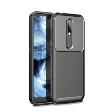 Beetle Series Carbon Fiber TPU Protection Phone Cover priekš Nokia 4.2 - Melns - triecienizturīgs silikona aizmugures apvalks (bampers, vāciņš, slim TPU silicone case shell cover, bumper)
