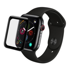 Imak 3D Curved Full Cover Tempered Glass protector priekš Apple Watch Series 4 / 5 / 6 (40mm) - Melns - Ekrāna Aizsargstikls / Bruņota Stikla Aizsargplēve (Full screen size curved)