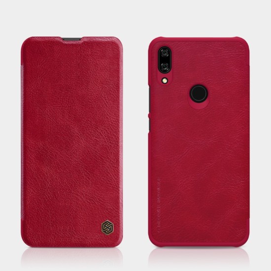 NILLKIN Qin Series Leather Case priekš Huawei P Smart Z / Honor 9X - Sarkans - sāniski atverams maciņš (ādas maks, grāmatiņa, leather book wallet case cover)