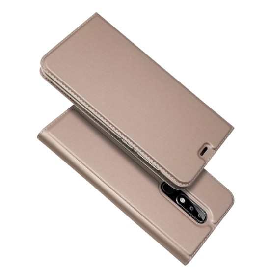Auto-absorbed Leather Card Holder Case priekš Nokia 5.1 Plus - Rozā Zelts - sāniski atverams maciņš ar magnētu un stendu (ādas maks, grāmatiņa, leather book wallet case cover stand)