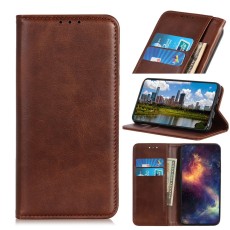 Auto-absorbed Split Leather Protection Card Holder Case priekš LG G8s ThinQ G810 - Brūns - sāniski atverams maciņš ar stendu (ādas maks, grāmatiņa, leather book wallet case cover stand)