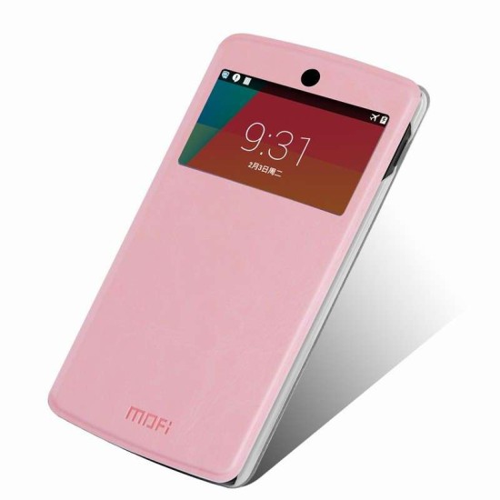 Mofi Hui priekš LG D820 / D821 Google Nexus 5 - Rozā - sāniski atverams maciņš ar lodziņu un stendu (ādas maks, grāmatiņa, leather book wallet case cover stand)