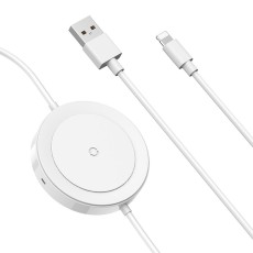 Baseus BSWC-P15 Qi Wireless Charging with Lightning cable - Balts - Universāls induktīvs bezvadu USB lādētājs paliktnis