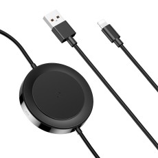 Baseus BSWC-P15 Qi Wireless Charging with Lightning cable - Melns - Universāls induktīvs bezvadu USB lādētājs paliktnis