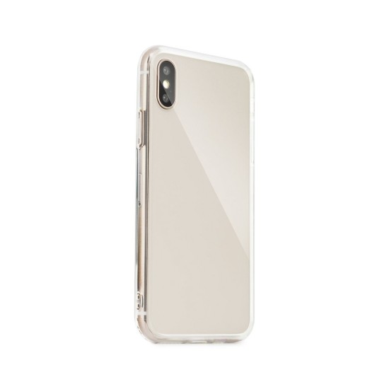 Forcell Glass Back Case priekš Apple iPhone 11 Pro Max - Caurspīdīgs - plastikas aizmugures apvalks ar aizsardzības stiklu (bampers, vāciņš, PU back cover, bumper shell)