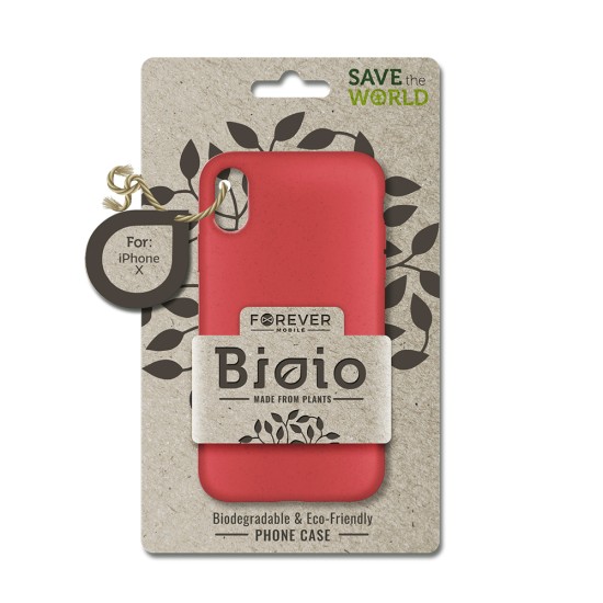 Forever Bioio Organic Back Case priekš Apple iPhone XR - Sarkans - matēts silikona aizmugures apvalks / vāciņš no bioloģiski sadalītiem salmiem