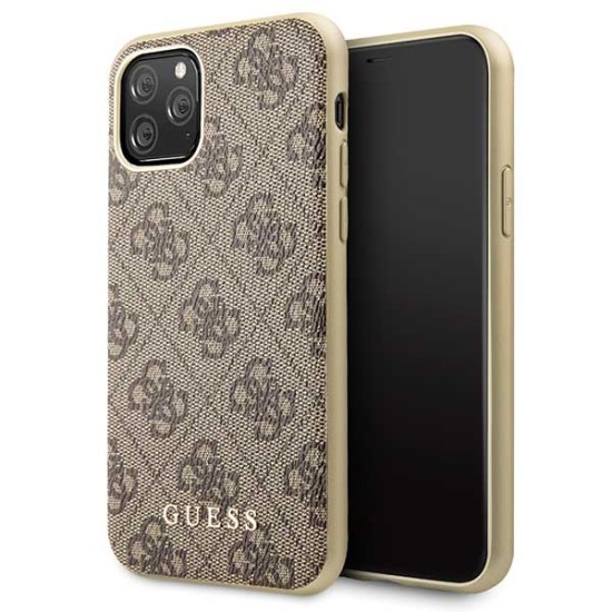 Guess 4G series Back Case GUHCN58G4GB priekš Apple iPhone 11 Pro - Brūns - mākslīgās ādas apvalks / maciņš