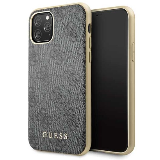 Guess 4G series Back Case GUHCN58G4GG priekš Apple iPhone 11 Pro - Tumši Pelēks - mākslīgās ādas apvalks / maciņš