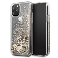 Guess Glitter Hearts Liquid series GUHCN65GLHFLGO priekš Apple iPhone 11 Pro Max - Zelts - plastikāta apvalks (bampers, vāciņš, slim TPU case cover, bumper)