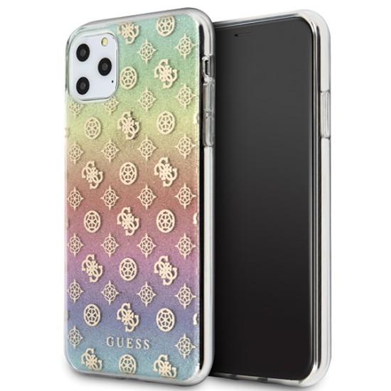 Guess 4G Peony series Back Case GUHCN65PEOML priekš Apple iPhone 11 Pro Max - Daudzkrāsains - silikona-plastikāta  apvalks / maciņš