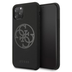 Guess Silicone 4G Tone On Tone series GUHCN65LS4GBK priekš Apple iPhone 11 Pro Max - Melns - silikona aizmugures apvalks (bampers, vāciņš, slim TPU case cover, bumper)