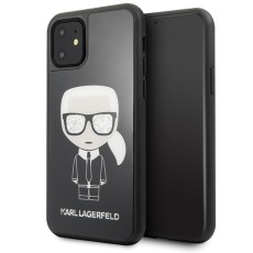 Karl Lagerfeld Iconic Karl Glitter series Back Case KLHCN61DLFKBK priekš Apple iPhone 11 - Melns - silikona-plastikāta apvalks / maciņš