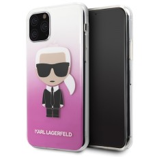 Karl Lagerfeld Iconic Karl Gradient series Back Case KLHCN65TRDFKPI priekš Apple iPhone 11 Pro Max - Rozā - silikona-plastikāta apvalks / maciņš