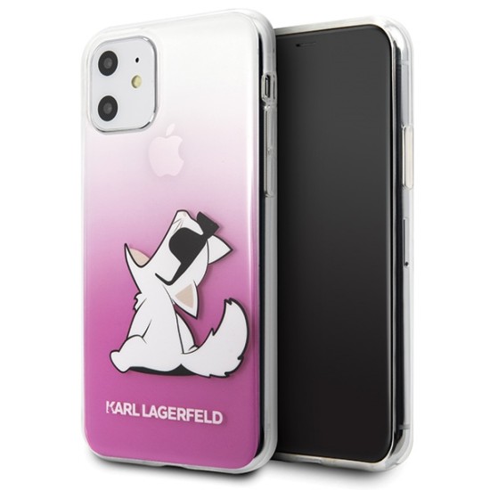 Karl Lagerfeld Choupette Fun series Back Case KLHCN61CFNRCPI priekš Apple iPhone 11 - Rozā - silikona aizmugures apvalks / maciņš