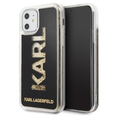 Karl Lagerfeld Karl Logo Glitter series Back Case KLHCN61KAGBK priekš Apple iPhone 11 - Melns - silikona-plastikāta aizmugures apvalks / maciņš