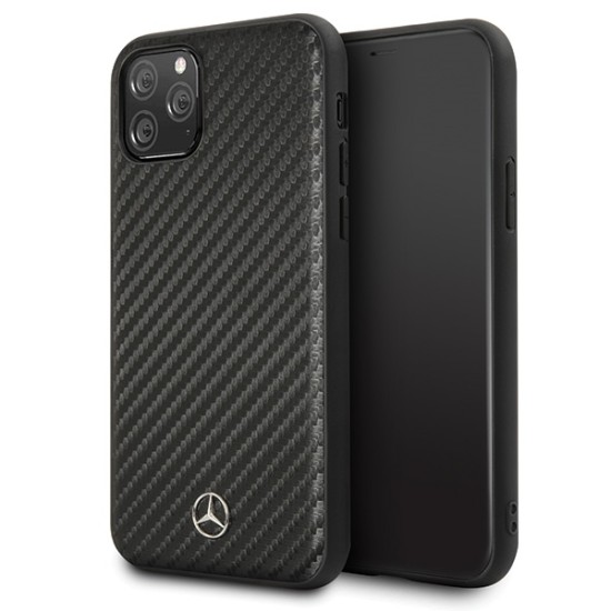 Mercedes Benz Carbon Hardcase MEHCN58SRCFBK priekš Apple iPhone 11 Pro - Melns - karbona / silikona aizmugures apvalks / maciņš