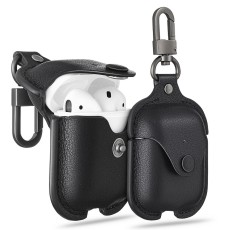 ESR Oxford Genuine Leather Case priekš Apple Airpods - Melns - dabīgās ādas apvalks bezvadu austiņu lādēšanas ierīcei