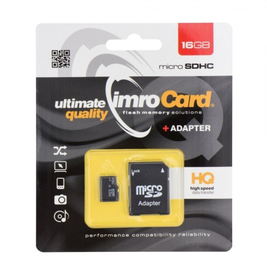 Imro 16GB Micro SDHC Card class4 ar SD Adapteri Atmiņas karte