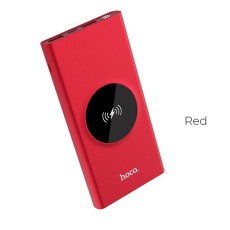 Hoco J37 Wisdom QI 5W Wireless Power Bank with LCD 10000mAh USB 5V 2.1A / 1A - Sarkans - Universāla ārējas uzlādes batereja / akumulators ar bezvadu lādētāju