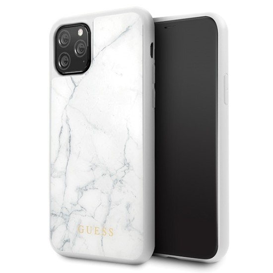 Guess Marble series GUHCN58HYMAWH priekš Apple iPhone 11 Pro - Balts - silikona aizmugures apvalks (bampers, vāciņš, slim TPU case cover, bumper)