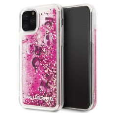 Karl Lagerfeld Glitter Floatting Charms series Back Case KLHCN58ROPI priekš Apple iPhone 11 Pro - Sārts - silikona-plastikāta aizmugures apvalks / maciņš