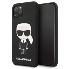 Karl Lagerfeld Silicone Iconic series KLHCN58SLFKBK priekš Apple iPhone 11 Pro - Melns - silikona aizmugures apvalks (bampers, vāciņš, slim TPU case cover, bumper)