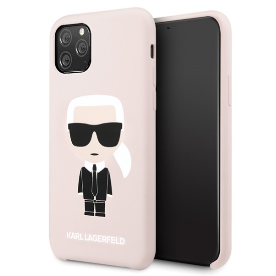 Karl Lagerfeld Silicone Iconic series KLHCN58SLFKPI priekš Apple iPhone 11 Pro - Rozā - silikona aizmugures apvalks (bampers, vāciņš, slim TPU case cover, bumper)