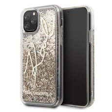 Karl Lagerfeld Glitter Liquid Signature series KLHCN58TRKSGO priekš Apple iPhone 11 Pro - Zelts - plastikāta apvalks (bampers, vāciņš, slim TPU case cover, bumper)