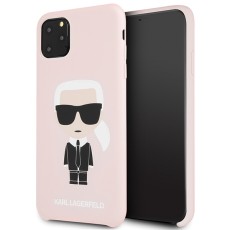 Karl Lagerfeld Silicone Iconic series KLHCN65SLFKPI priekš Apple iPhone 11 Pro Max - Rozā - silikona aizmugures apvalks (bampers, vāciņš, slim TPU case cover, bumper)