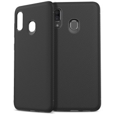 Twill Texture Silicone Mobile Phone Cover Shell priekš Samsung Galaxy A40 / A40 EE A405 - Melns - triecienizturīgs silikona aizmugures apvalks (bampers, vāciņš, slim TPU silicone case shell cover, bumper)