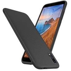 Twill Texture Silicone Mobile Phone Cover Shell priekš Xiaomi Redmi 7A - Melns - triecienizturīgs silikona aizmugures apvalks (bampers, vāciņš, slim TPU silicone case shell cover, bumper)