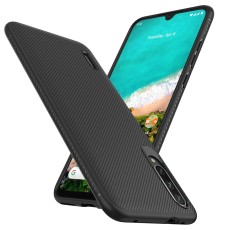 Twill Texture Silicone Mobile Phone Cover Shell priekš Xiaomi Mi A3 - Melns - triecienizturīgs silikona aizmugures apvalks (bampers, vāciņš, slim TPU silicone case shell cover, bumper)