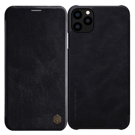 NILLKIN Qin Series Card Holder Leather Flip Case priekš Apple iPhone 11 Pro - Melns - sāniski atverams maciņš (ādas maks, grāmatiņa, leather book wallet case cover)