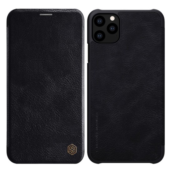 NILLKIN Qin Series Card Holder Leather Flip Case priekš Apple iPhone 11 Pro Max - Melns - sāniski atverams maciņš (ādas maks, grāmatiņa, leather book wallet case cover)