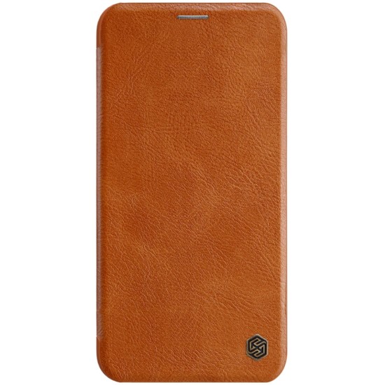 NILLKIN Qin Series Card Holder Leather Flip Case priekš Apple iPhone 11 Pro Max - Brūns - sāniski atverams maciņš (ādas maks, grāmatiņa, leather book wallet case cover)