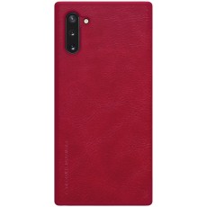NILLKIN Qin Series Card Holder Leather Flip Case priekš Samsung Galaxy Note 10 N970 - Sarkans - sāniski atverams maciņš (ādas maks, grāmatiņa, leather book wallet case cover)