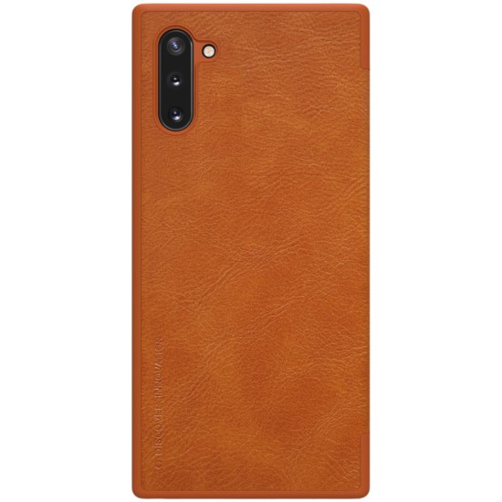 NILLKIN Qin Series Card Holder Leather Flip Case priekš Samsung Galaxy Note 10 N970 - Brūns - sāniski atverams maciņš (ādas maks, grāmatiņa, leather book wallet case cover)